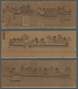 An illustration of the scenery of the Matsumoto Castle