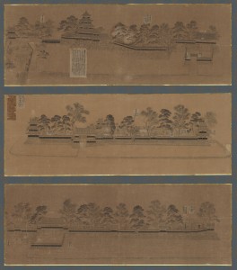 「後藤新門画　紙本墨画　松本城旧景図」