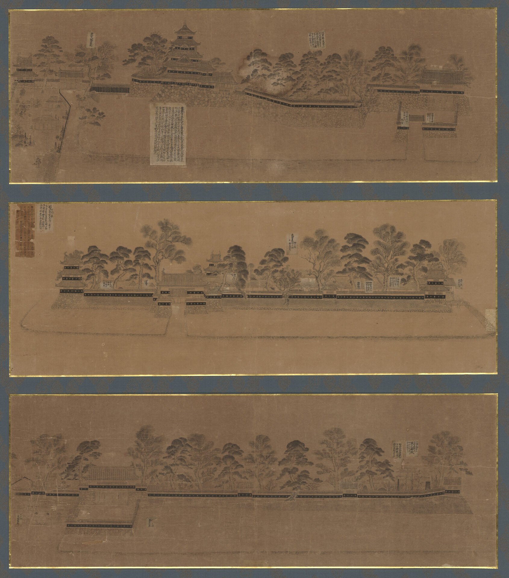 「後藤新門画　紙本墨画　松本城旧景図」
